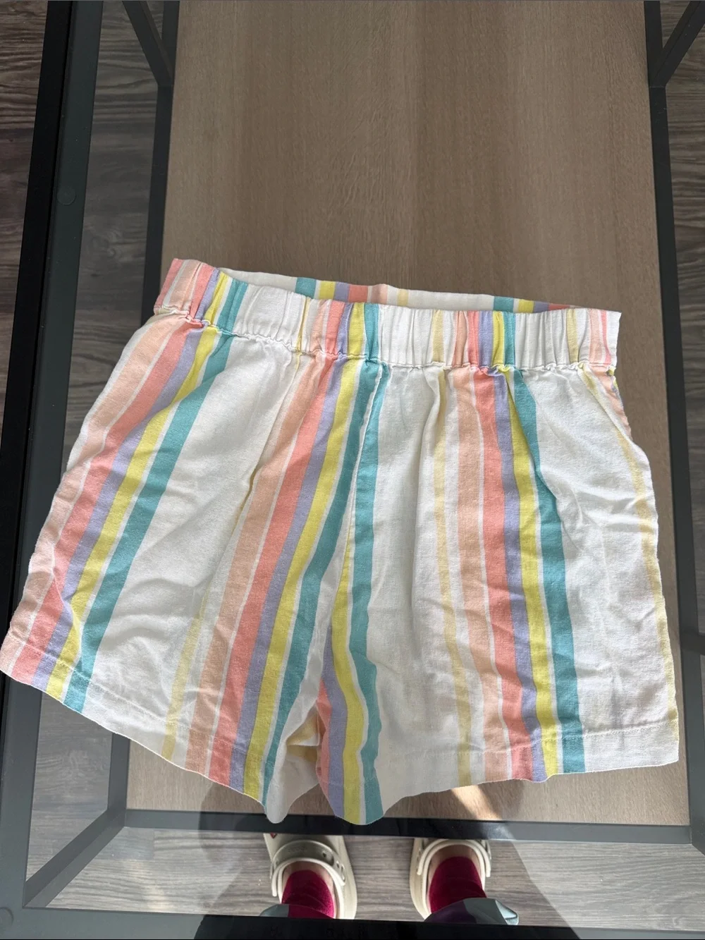 Jessica Simpson White Shorts with Pastel Multi Stripes